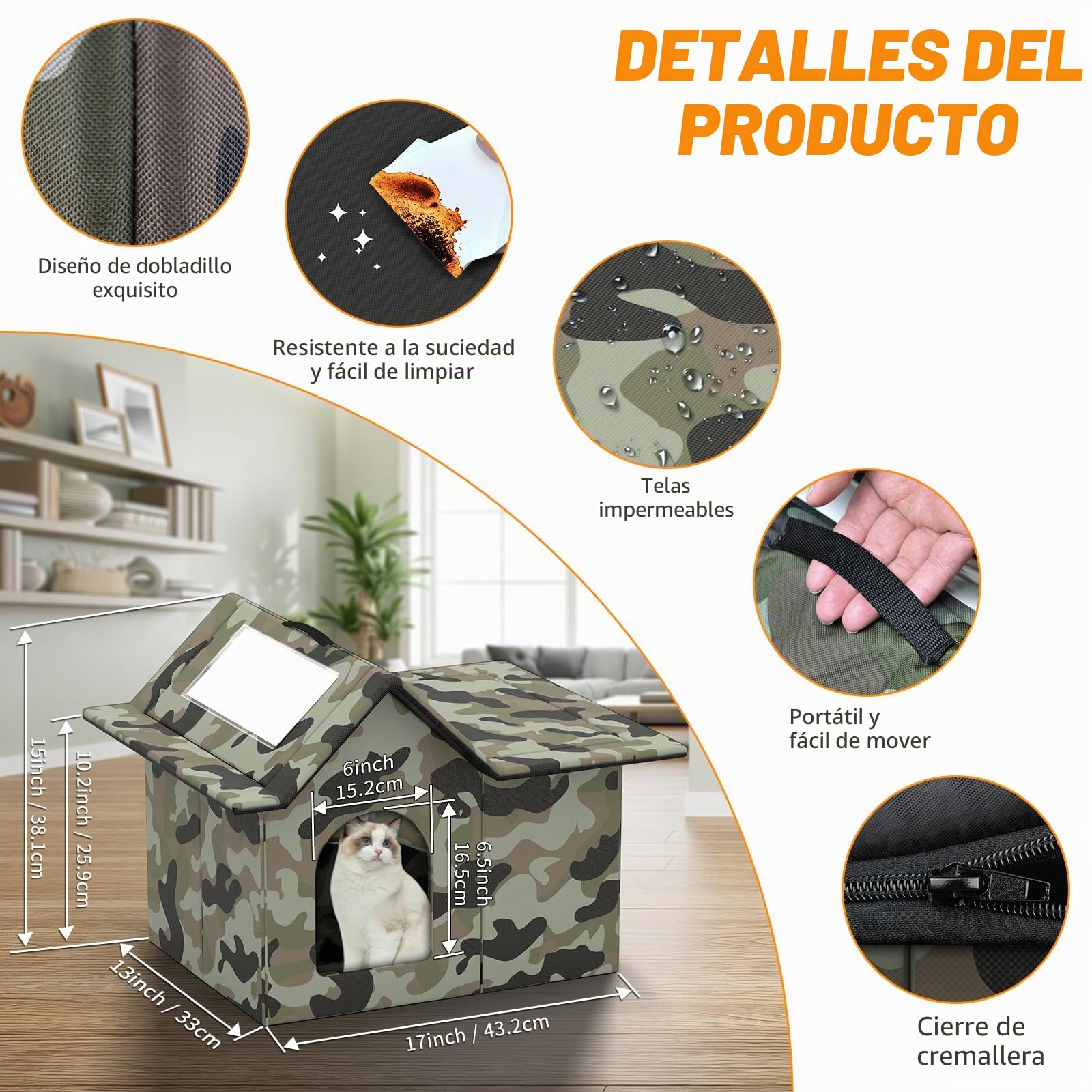 Casa para Gatos, Cama Gato Cueva Resistente Al Calor y Al Frío, Fácil de Limpiar, Casa para Gatos Exterior para Gato y Perros Callejeros