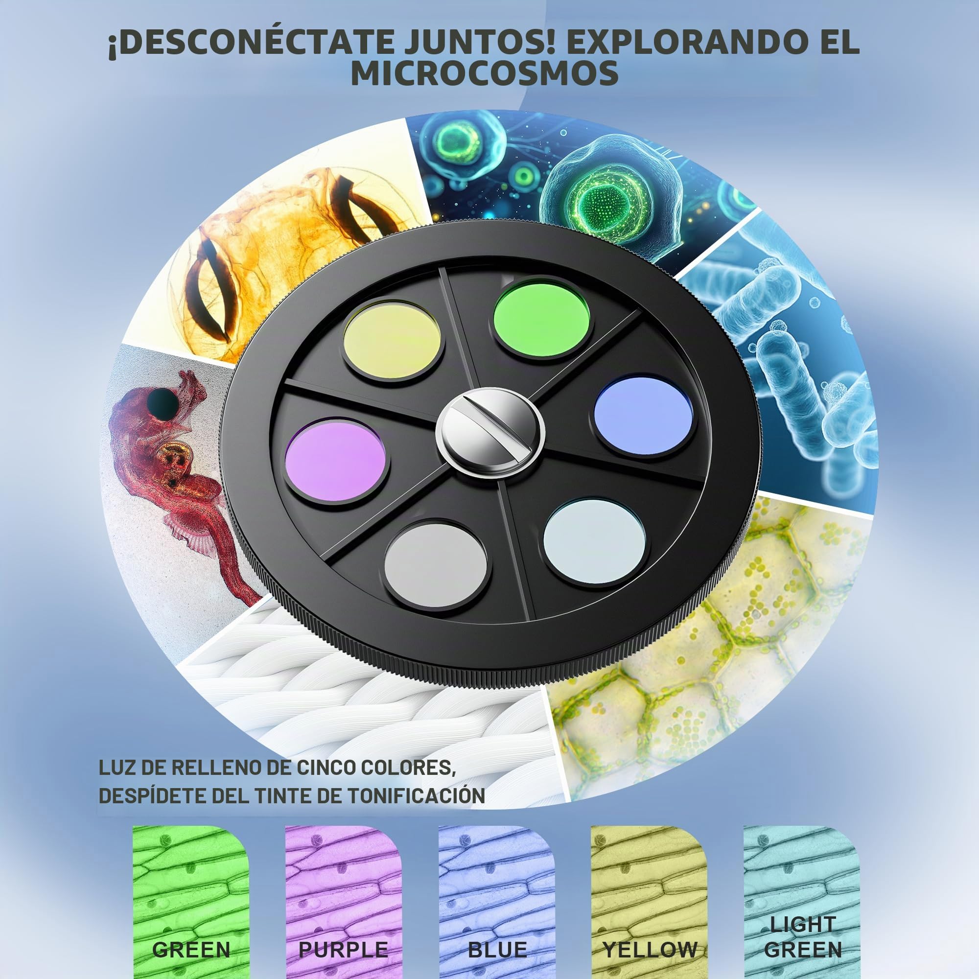 Microscopio 100X-3000X para niños y Adultos, microscopios biológicos Profesionales para Estudiantes, escuelas, Laboratorios y hogares, Accesorios completos para Principiantes.