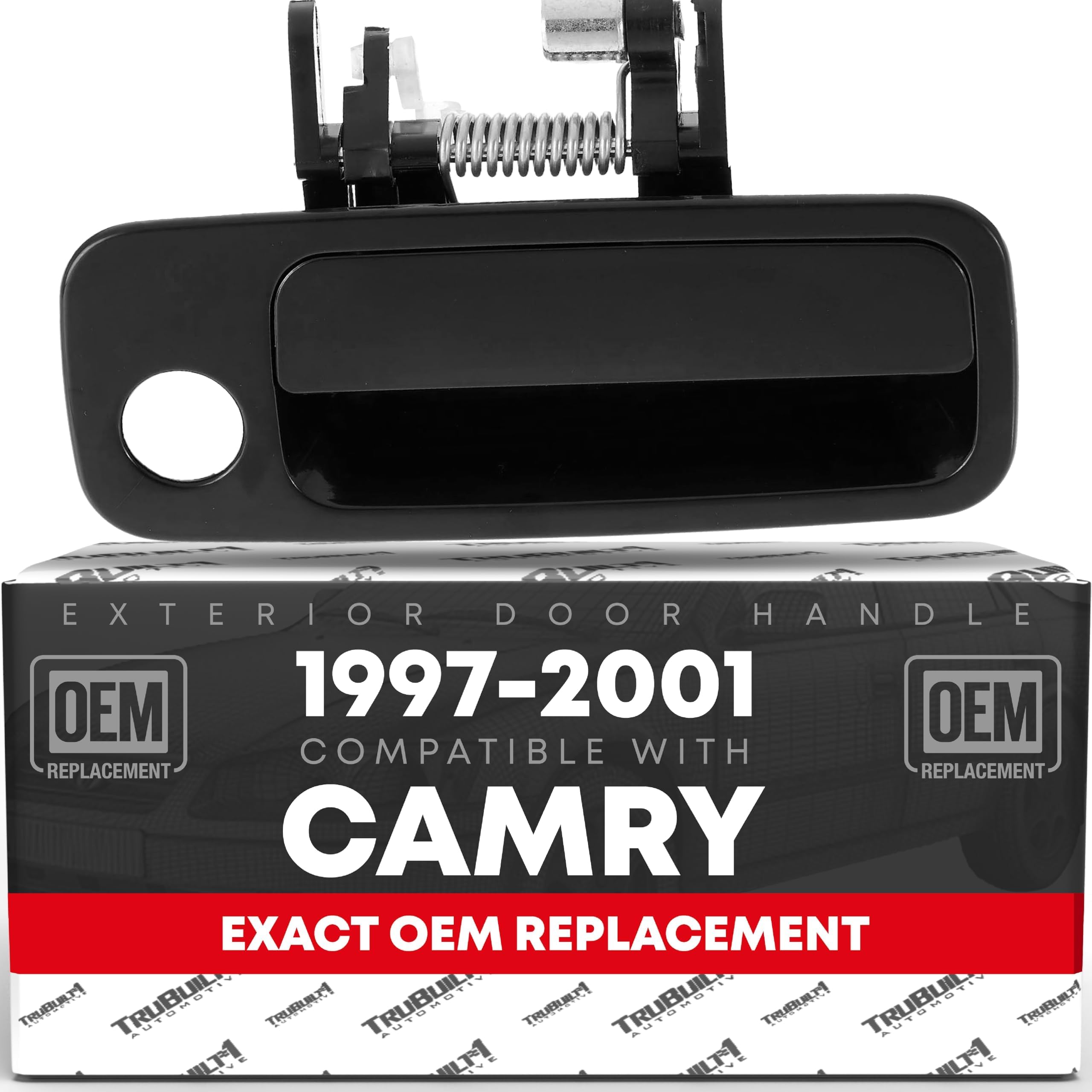 Exterior Front Passenger Door Handle Replacement - Compatible with 1997-2001 Toyota Camry - Smooth Black, Plastic - OEM 6921033040, 6921033041,