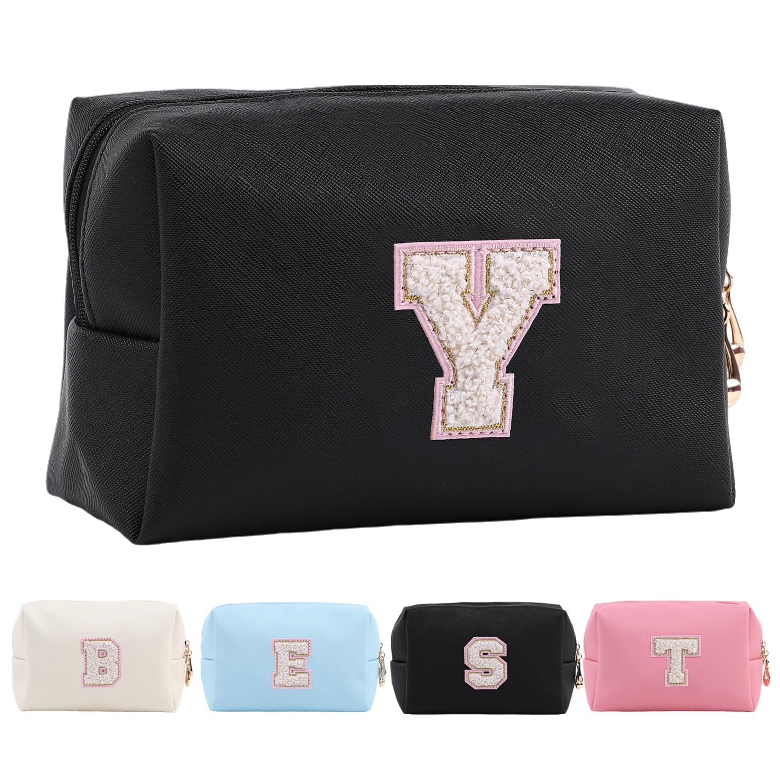 Personalized Makeup Bag,Waterproof Travel Makeup Pouch Cosmetic Bag Birthday Gift for Women Mom，Bride Bridesmaid Cosmetic Bag A-Z — view 100