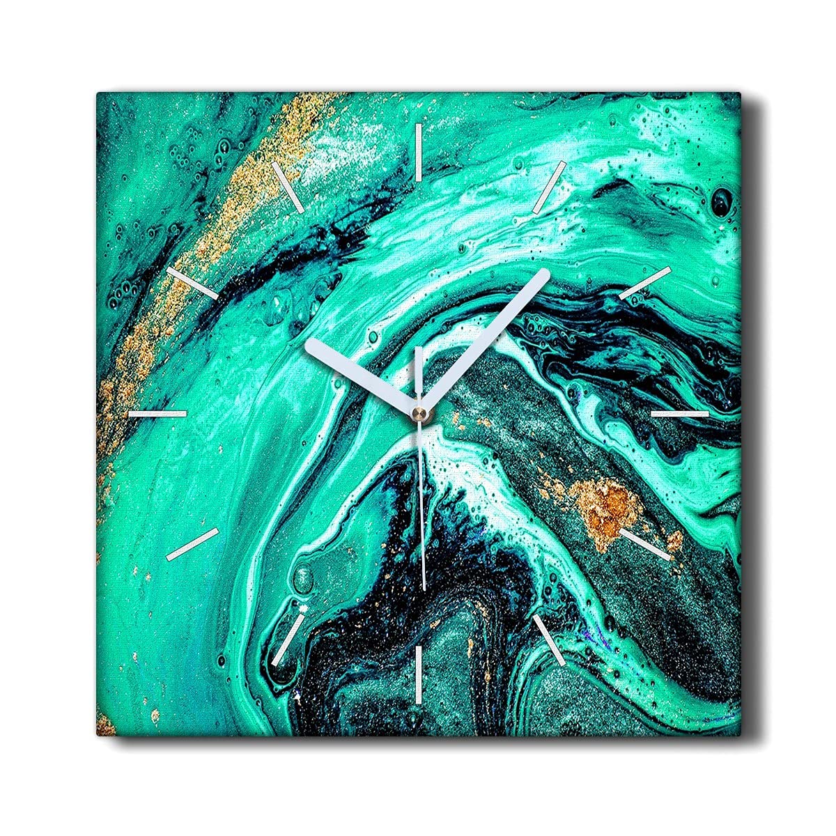 Horloge Murale sans tic-tac Coloray 30x30cm Toile Fluides Mélangés
