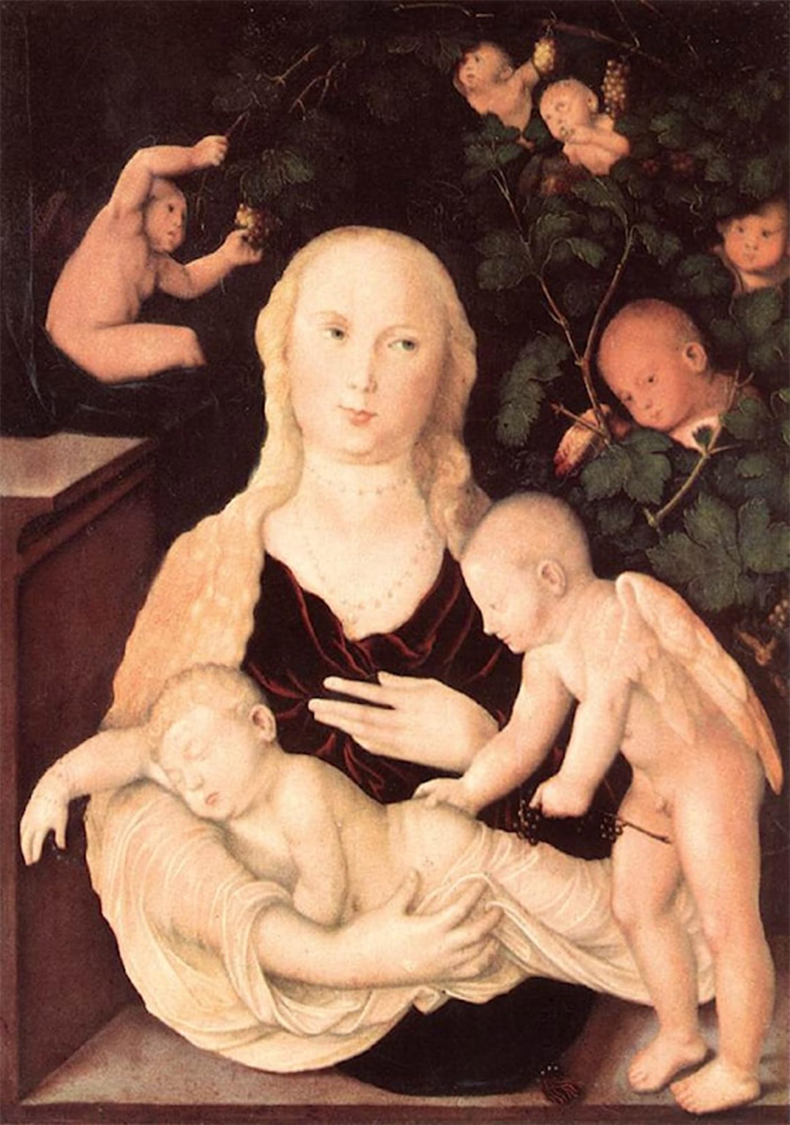 SERENDIPITP Vintage Picture Print on Canvas Wall Art Poster Virgin of the Vine Trellis by Hans Baldung Artwork Print Poster for Wall Decor 60x90cm