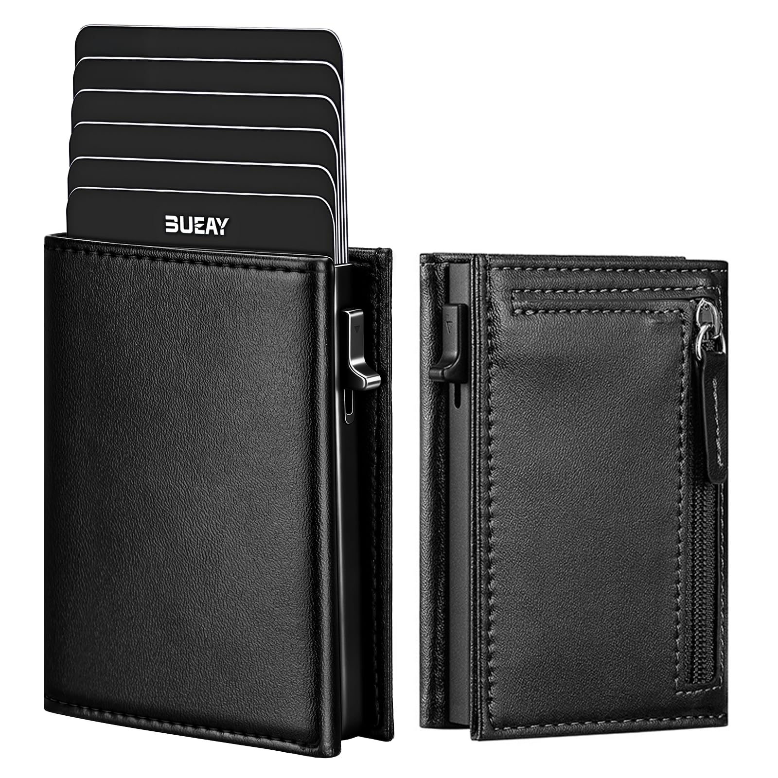 Portfel Męski,Slim Wallet z Kieszenią na Monety I Zapięciem Magnetycznym,Portfel na Karty,Etui na Karty Kredytowe z Blokadą Rfid,Okienkiem Identyfikacyjnym,Pop-Up Smart Wallet dla Mężczyzn