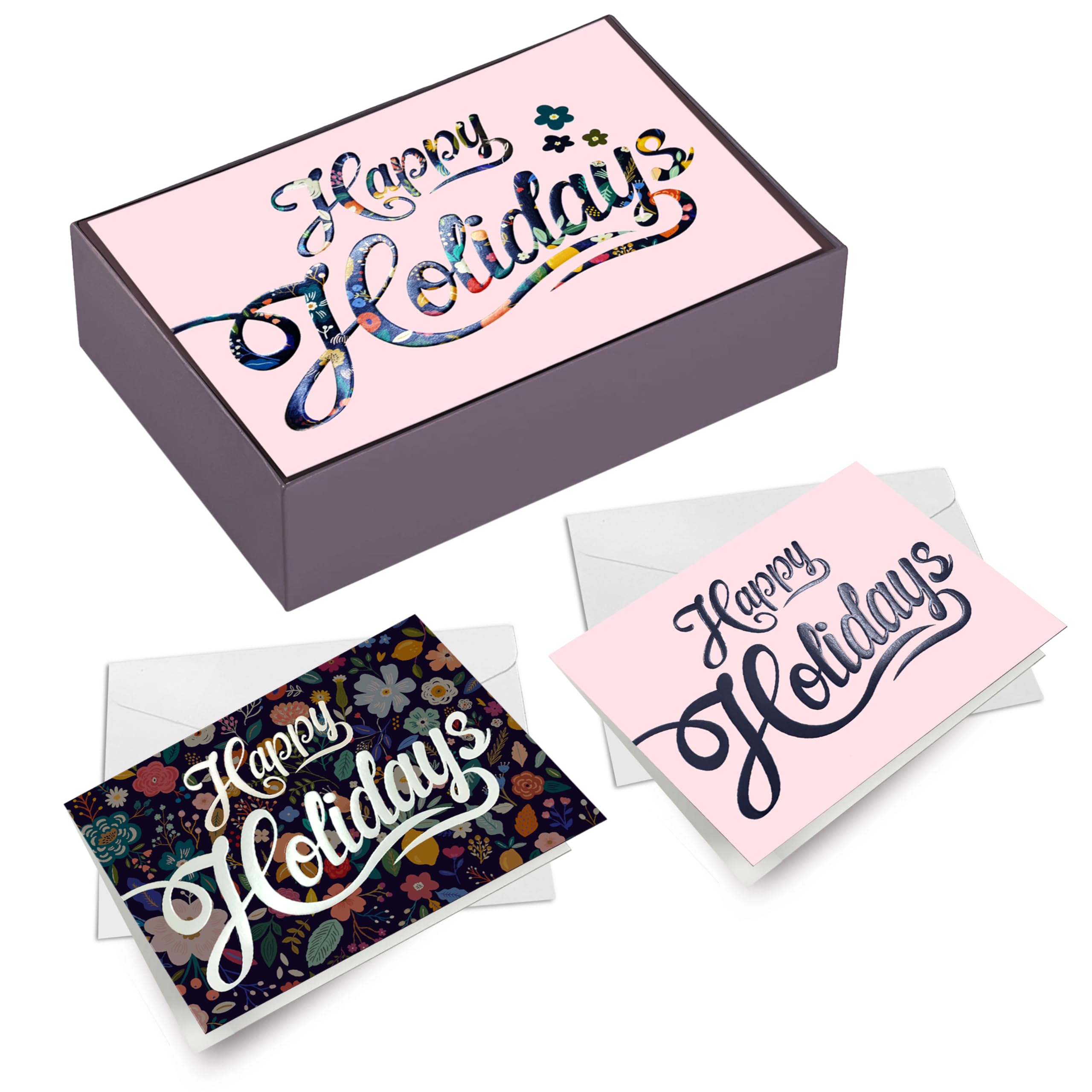 Easykart 'Happy Holidays' Grußkarten Set – 18 Karten, 3 Designs Mit Prägung & Goldsiegel