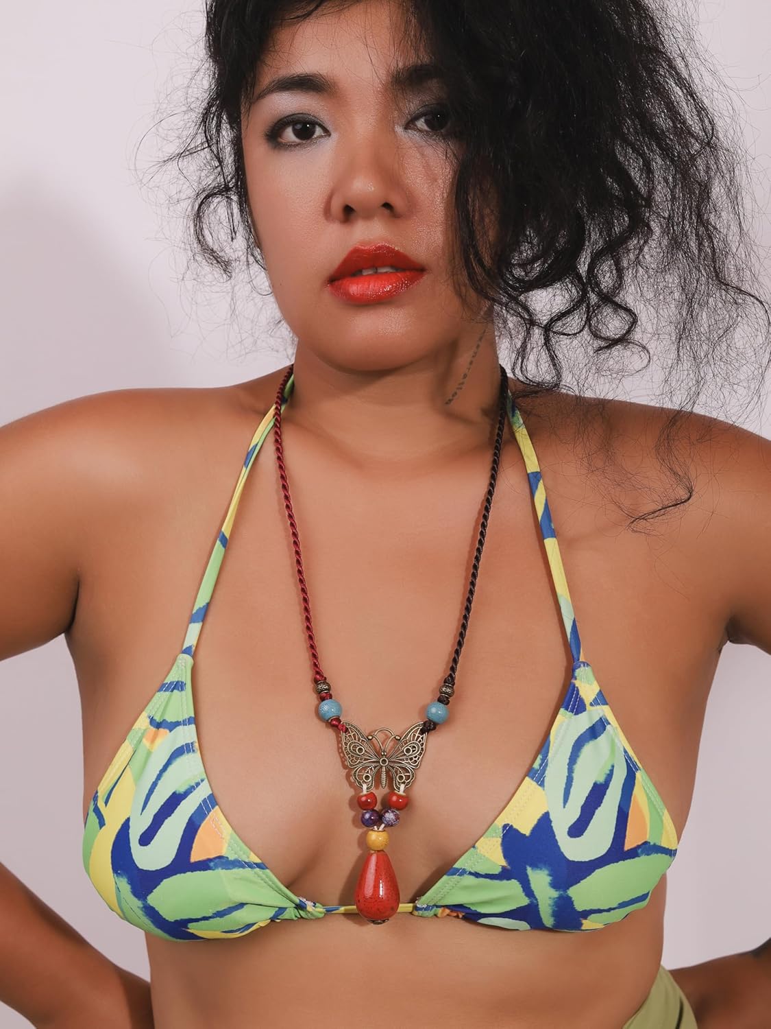 MINACHI Hippie Boho Colorful Ceramic Bead Butterfly Charm Pendant Y Necklace, Vintage Bohemian Statement Jewelry Gift for Women - Image 7