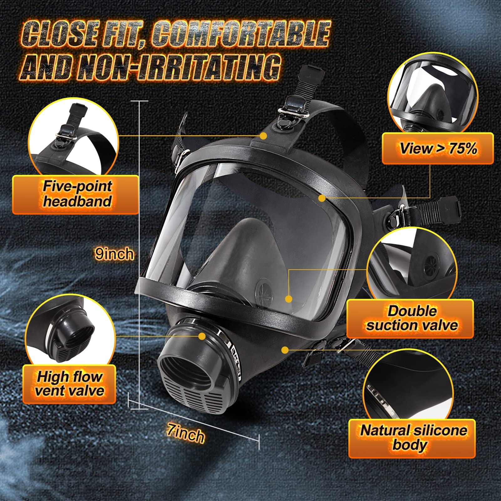 Maschera a gas di sopravvivenza nucleare e chimica, maschera a gas con filtro ai carboni attivi da 40 mm