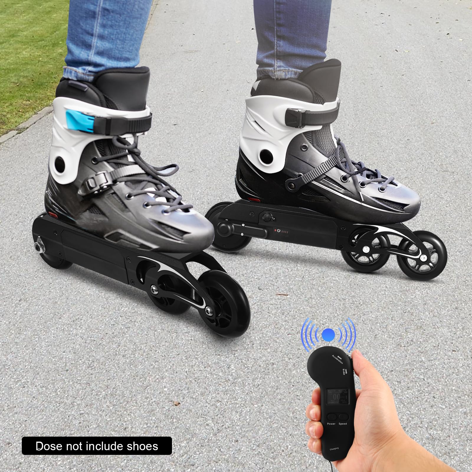 Kit de patins à roulettes électriques, roues de skateboard électriques, roues de skateboard télécommandées avec télécommande, 13-15 km/h, kit de patins à roulettes