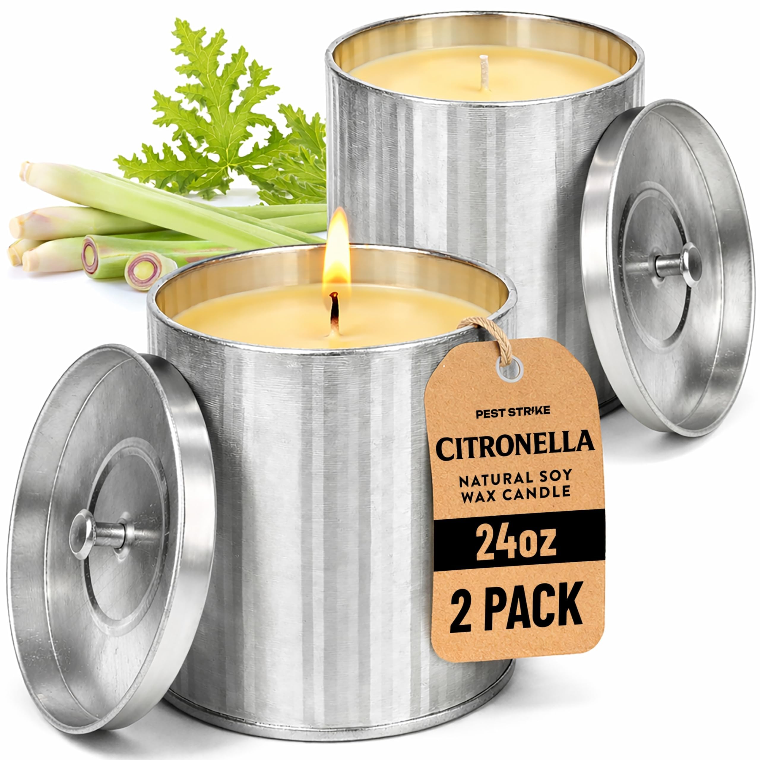 Confezione da 2 candele profumate alla citronella, 680 g, per interni ed esterni, a lunga durata, per patio, campeggio, giardino, decorazione per la casa e regalo