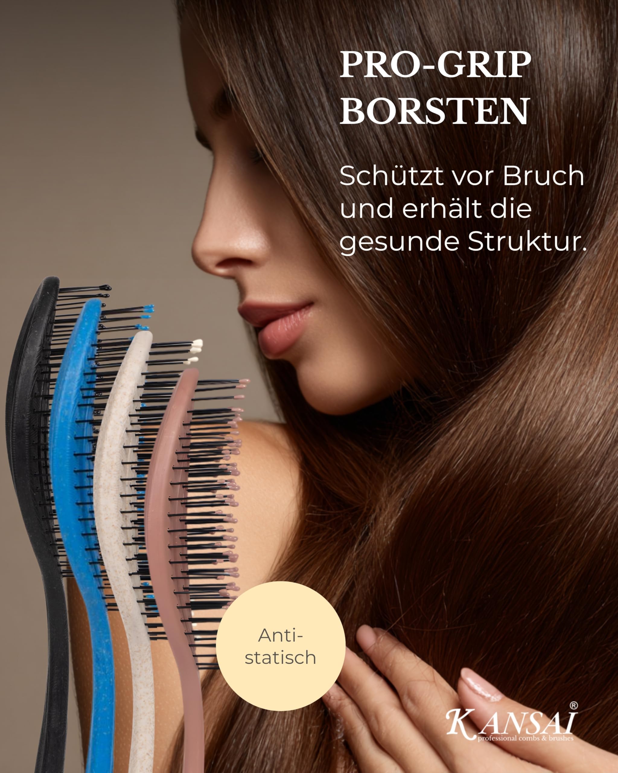 Kansai BOUNCY Brush mit flexiblen Noppenborsten I Aufsteller mit 8 Bürsten I Hochwertige Haarbürste ohne Ziepen I Perfekt für Friseursalons I Entwirrungsbürste ideal für glattes & lockiges Haar