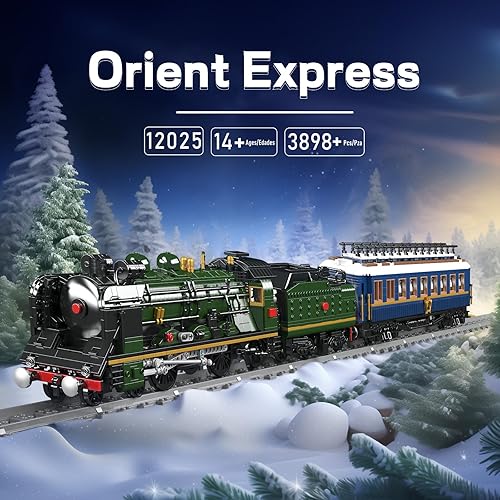 Miniatura 2 de Mould King Orient Express - Kit de construcción de tren de locomotora de vapor con iluminación LED, control remotoaplicación, juego de bloques de