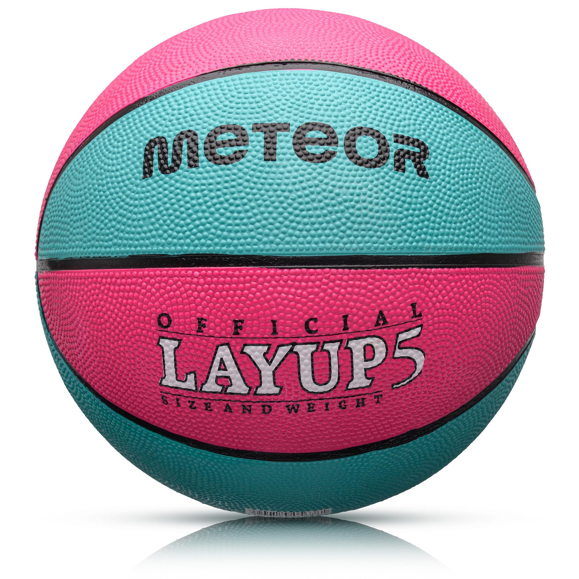 meteor - Basketball for Children, Women & Men – Soft Non-Slip Rubber, Durable Ball for Indoor Training & Matches - Abrasion Resistant, Non-slip Surface - Size 5 (Kids) - Colour: Pink/Blue — image 1
