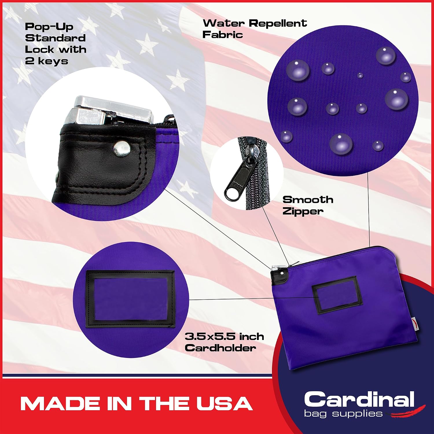 Locking Document Security Pouch – 11" x 15" Confidential File Storage Bag with Keyed Lock for Legal, Financial, and Business Records – HIPAA Compliant (Purple)