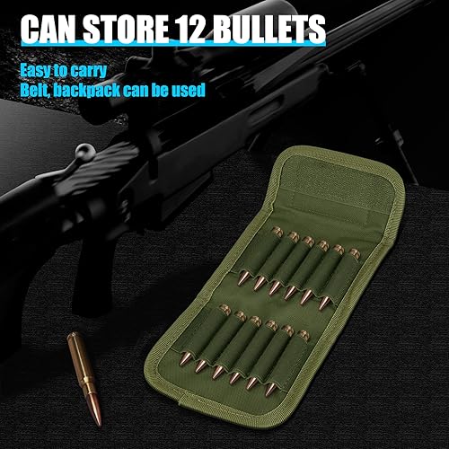 Miniatura 3 de bvya Molle táctico al aire libre 12 Rifle redondo munición bolsa plegable utilidad caza rifle revista bolsa 12 rifle balas cartucho titular