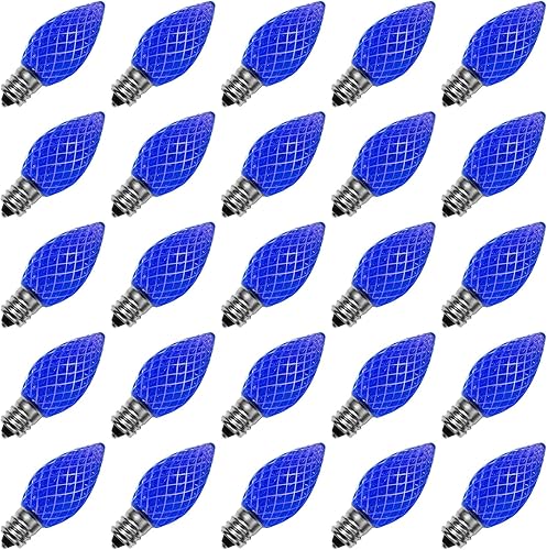 Meconard Bombillas LED C7 de repuesto de Navidad, bombillas LED inastillables C7 para luces de Navidad para interiores y exteriores, base de