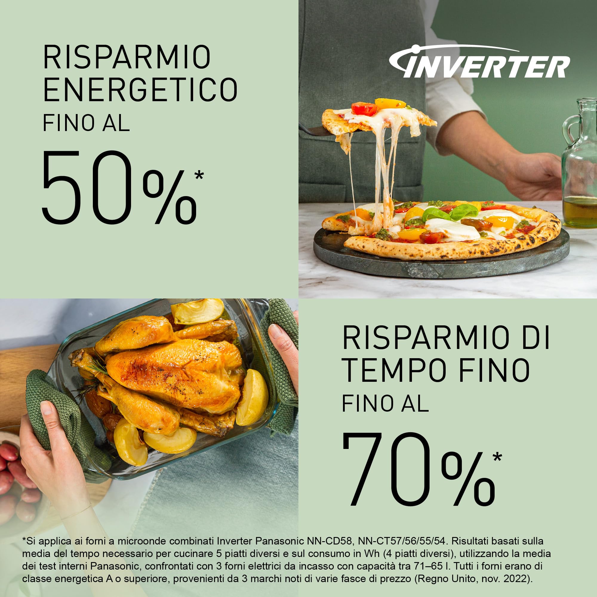 Panasonic NN-CT56RBEPG 27L 4-in-1 Microonde Combinato Inverter con Friggitrice ad Aria, 1000W, 19 Programmi Auto, Cottura Convezione Grill, Design Salvaspazio Compatto, Nero