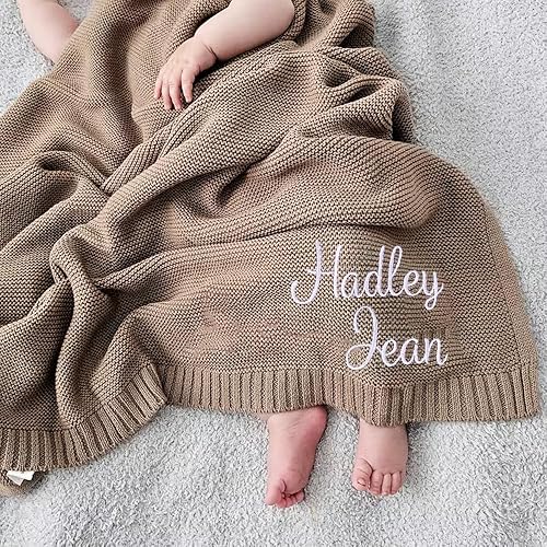 Manta de bebé personalizada de lujo, manta de bebé con nombre bordado, manta de algodón suave y transpirable, regalo de bebé recién nacido, regalos