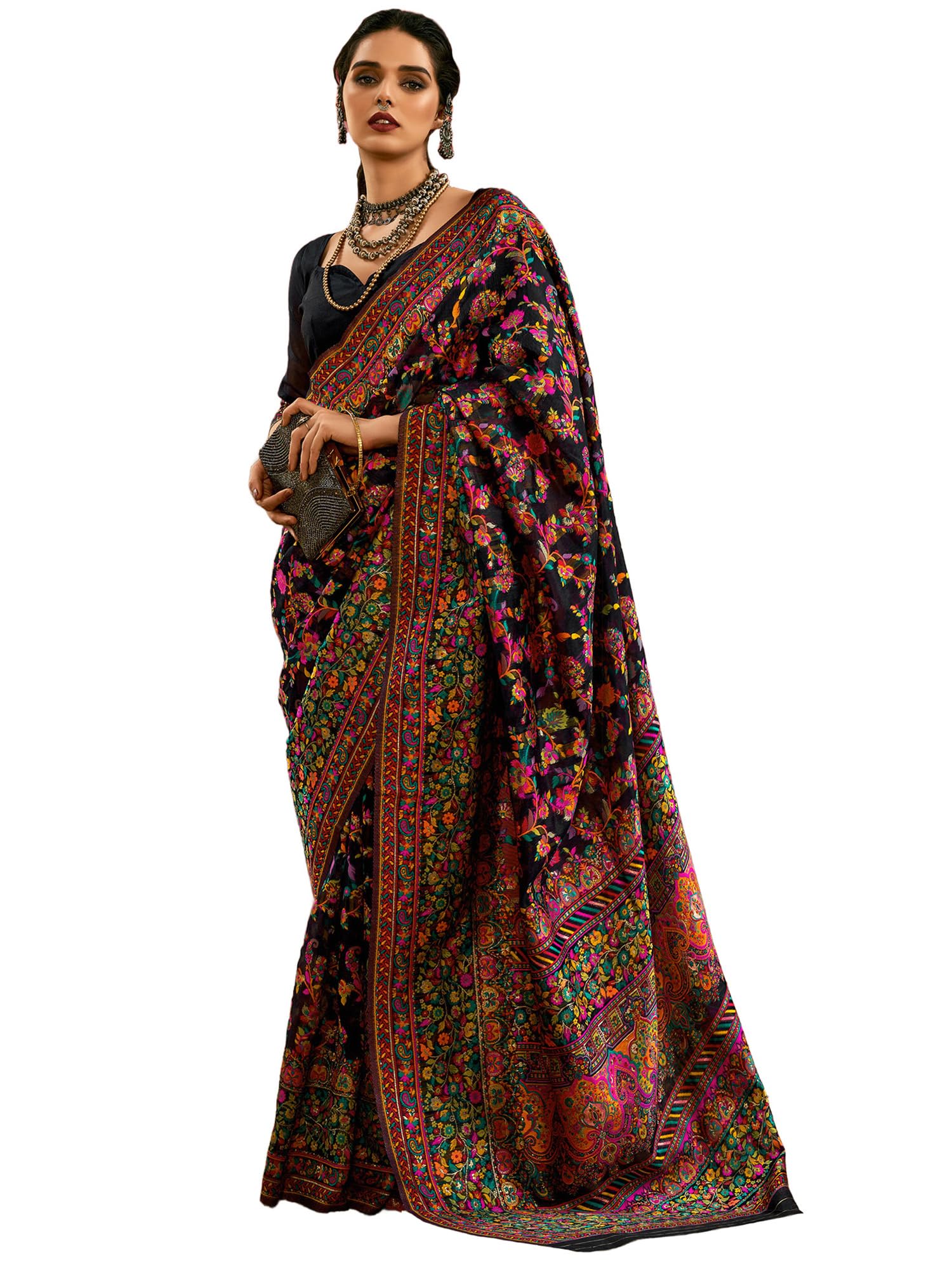 akhilam Women's Cotton Silk Floral Printed Saree With Unstitched Blouse (CHNRPSHMNA61_RJ_Parent)-picture-42