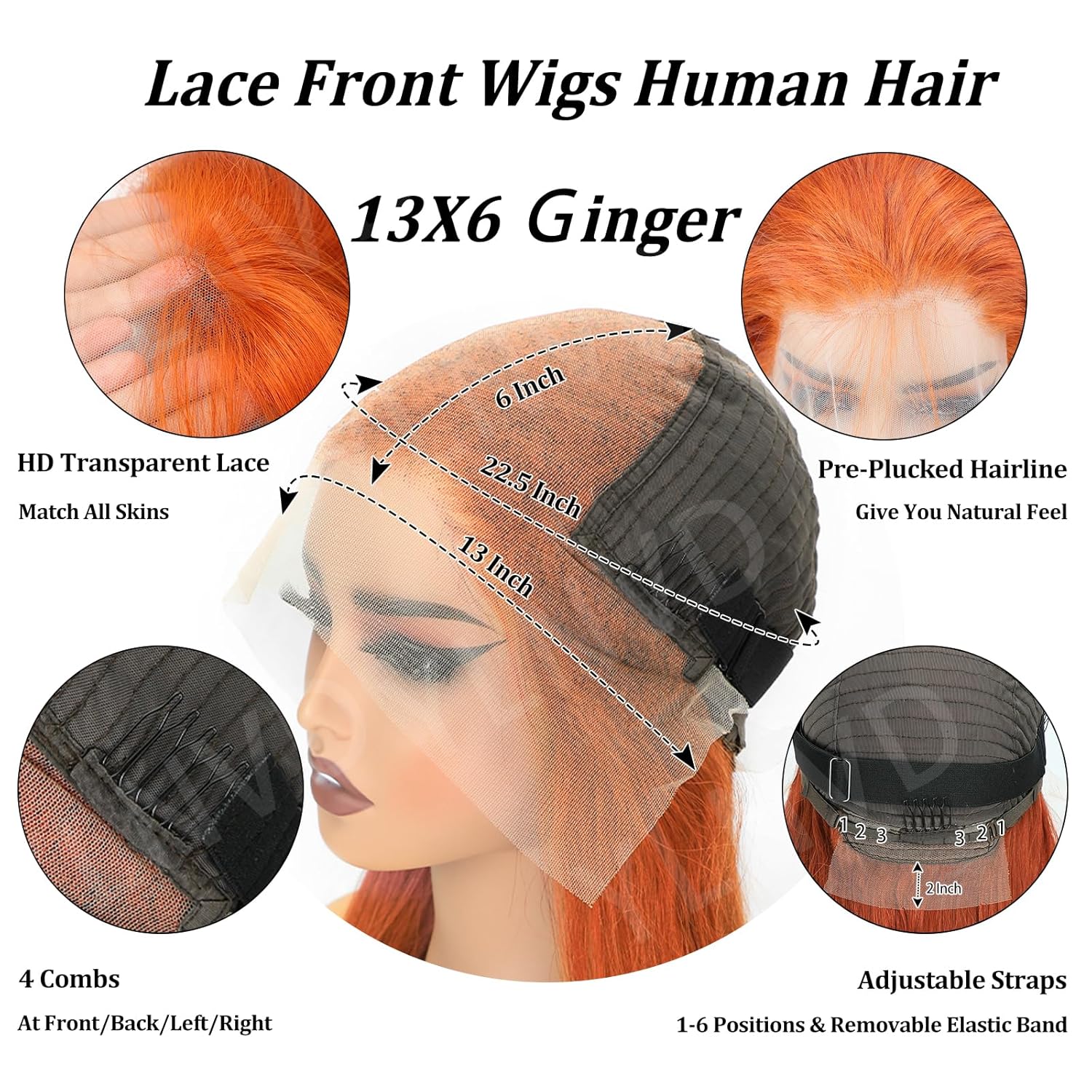 Ginger Orange Lace Front Wigs Human Hair 13x6 HD Straight Ginger Wig Human Hair Pre Plucked with Baby Hair 350 Colored Orange Wig Human Hair for Women 28 Inch