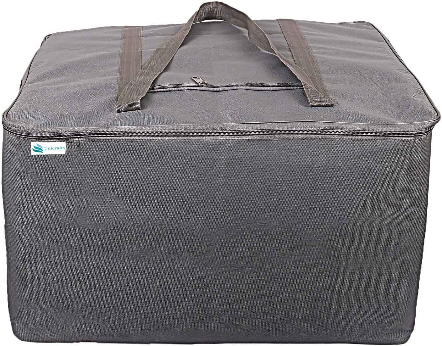 Jumbo Underbed Moisture Proof Storage Bag with Zipper Closure and Handle (grey)