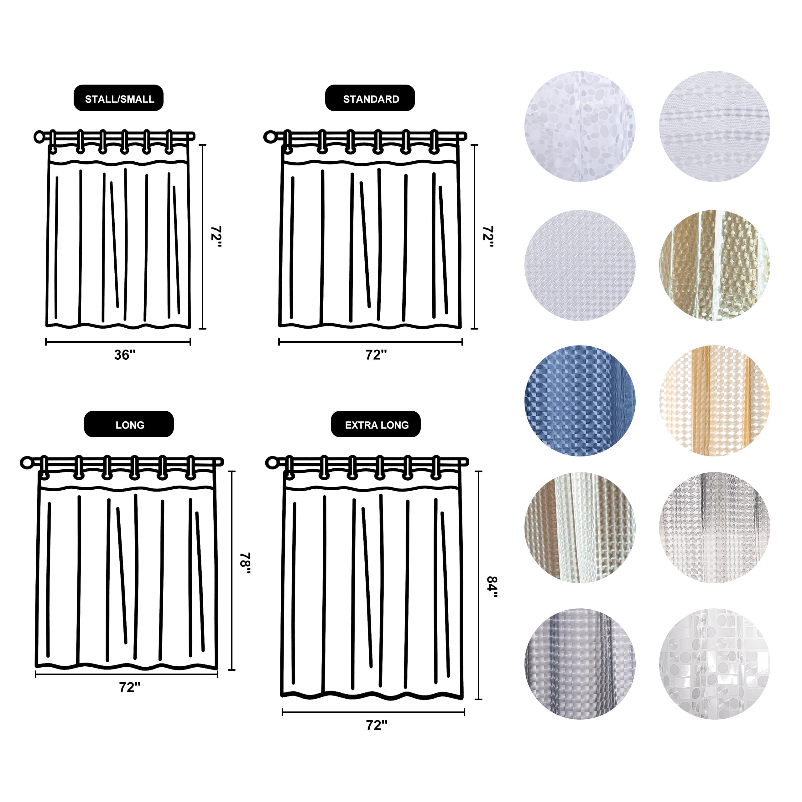 NTBAY Rideau de douche transparent en EVA avec cube d'eau, doublure hydrofuge avec 3 aimants pour salle de bain, 183 x 213 cm
