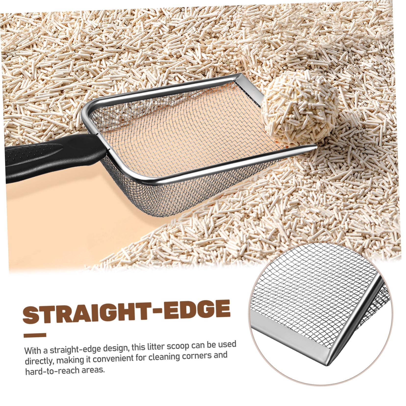VANZACK 2 Pcs Stainless Steel Cat Litter Scoop Mesh Litter Scooper with Ergonomic Handle for Efficient Cleaning Durable Pet Supplies for Maintenance