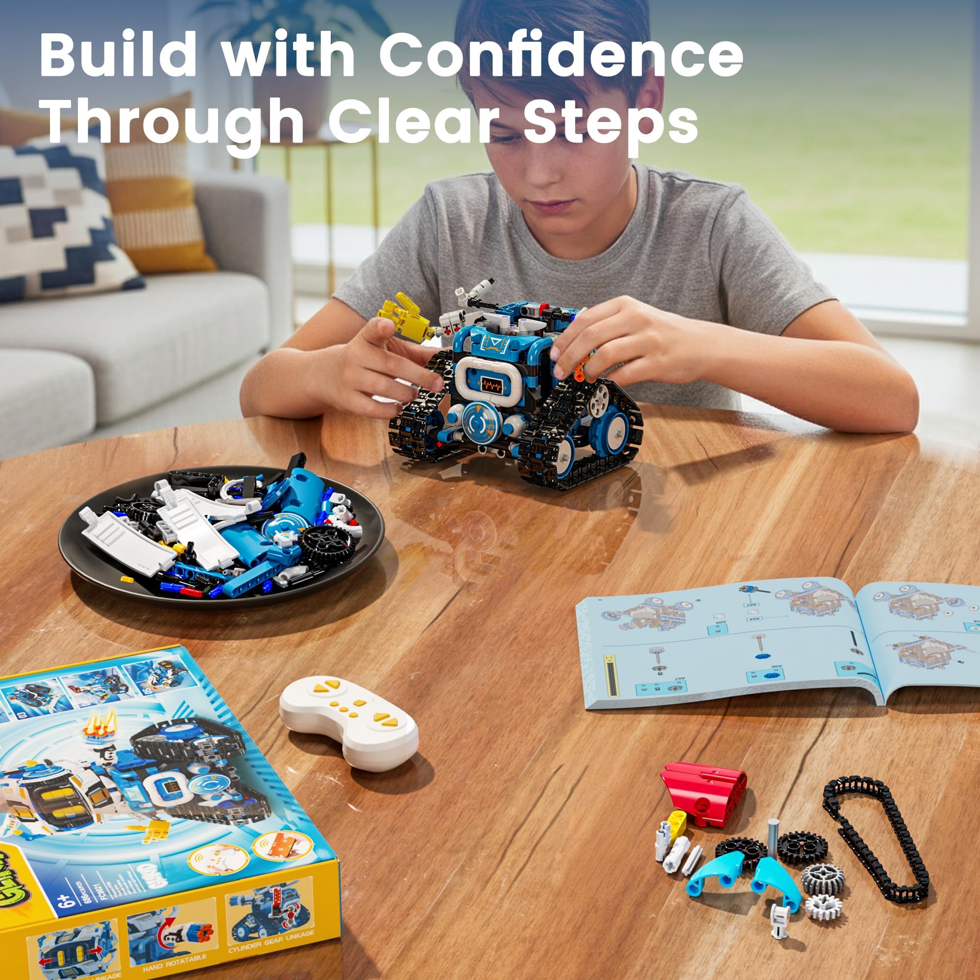 Kit de robótica STEM 5 en 1 para niños de 8 a 12, aplicación y kit de construcción de robot de control remoto, kit de proyecto científico y juguetes STEM para edades de 8 a 13, regalos para