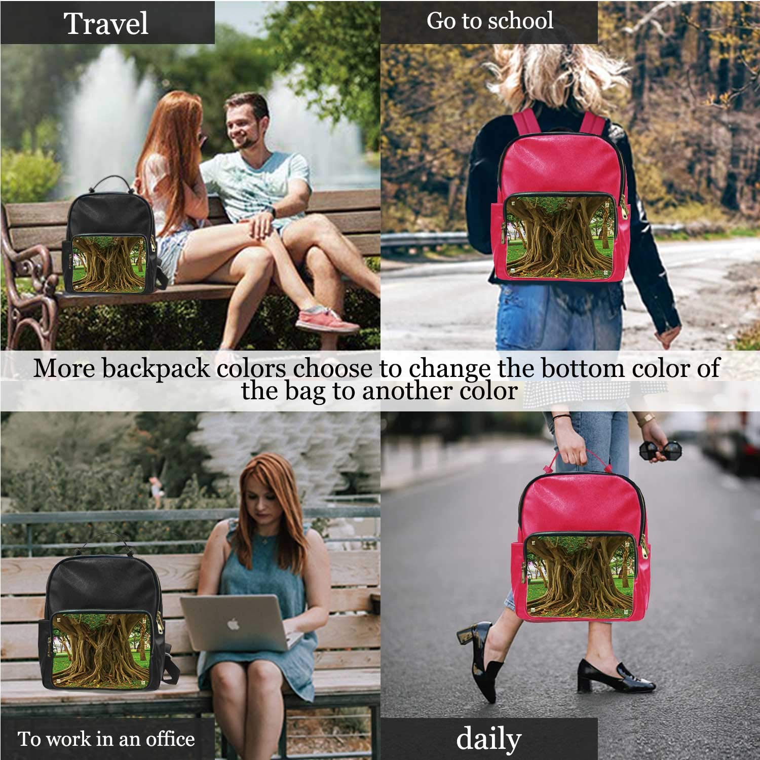 Banyan Tree Trunk in Asian Vietnam Park,Leather Purse Bag Fashion s for Women 13IN