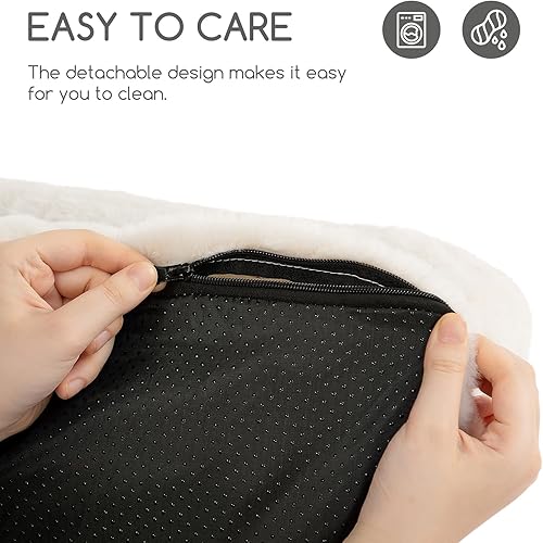 Miniatura 7 de Hollypet Cama de Felpa Esponjosa para Perros y Gatos, Sofá Cama Suave y Calmante para Gatos y Perros Pequeños y Medianos, Beige