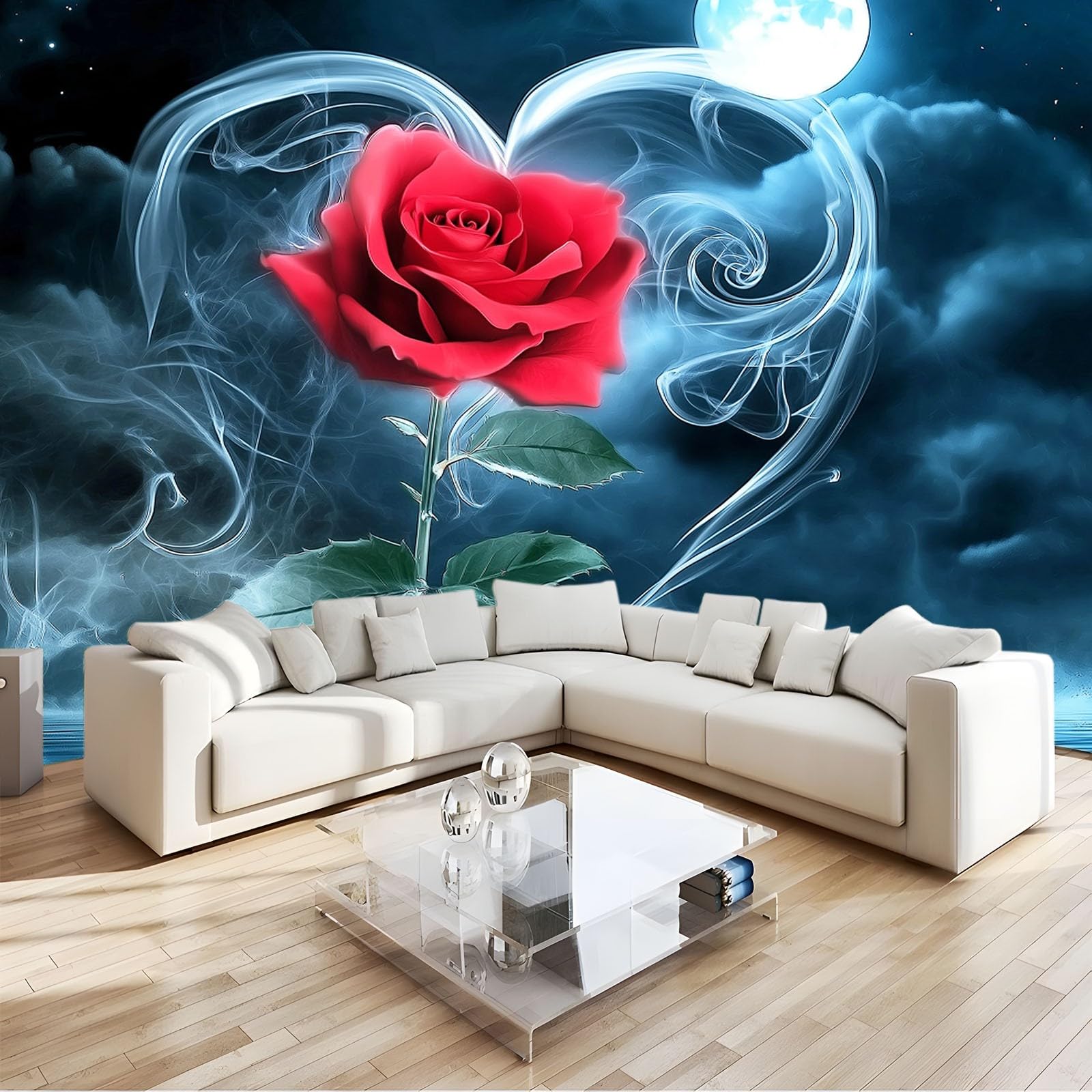 Vlies Fototapete Liebe Rosen Vliestapete Wohnzimmer Schlafzimmer 350x256 cm Vlies Tapete Art Wandtapete UV-Beständig Wanddekoration Tapete