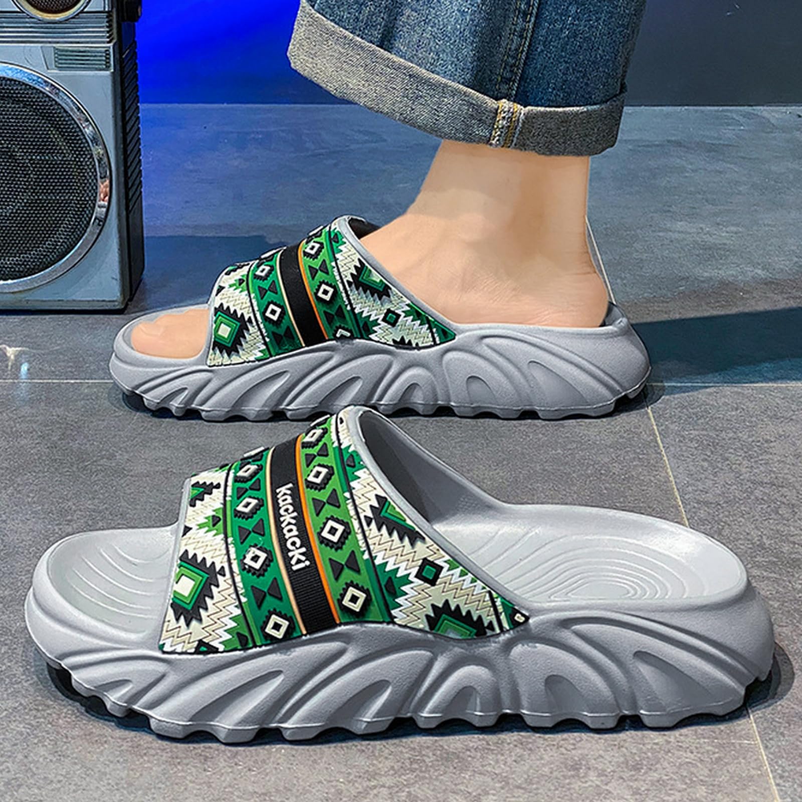 Ciabatte Uomo Donna Estive Pantofole da Sandali Calzature Antiscivolo per Sport All'aperto Spiaggia E Abbigliamento Casual Quotidiano-grigio-45
