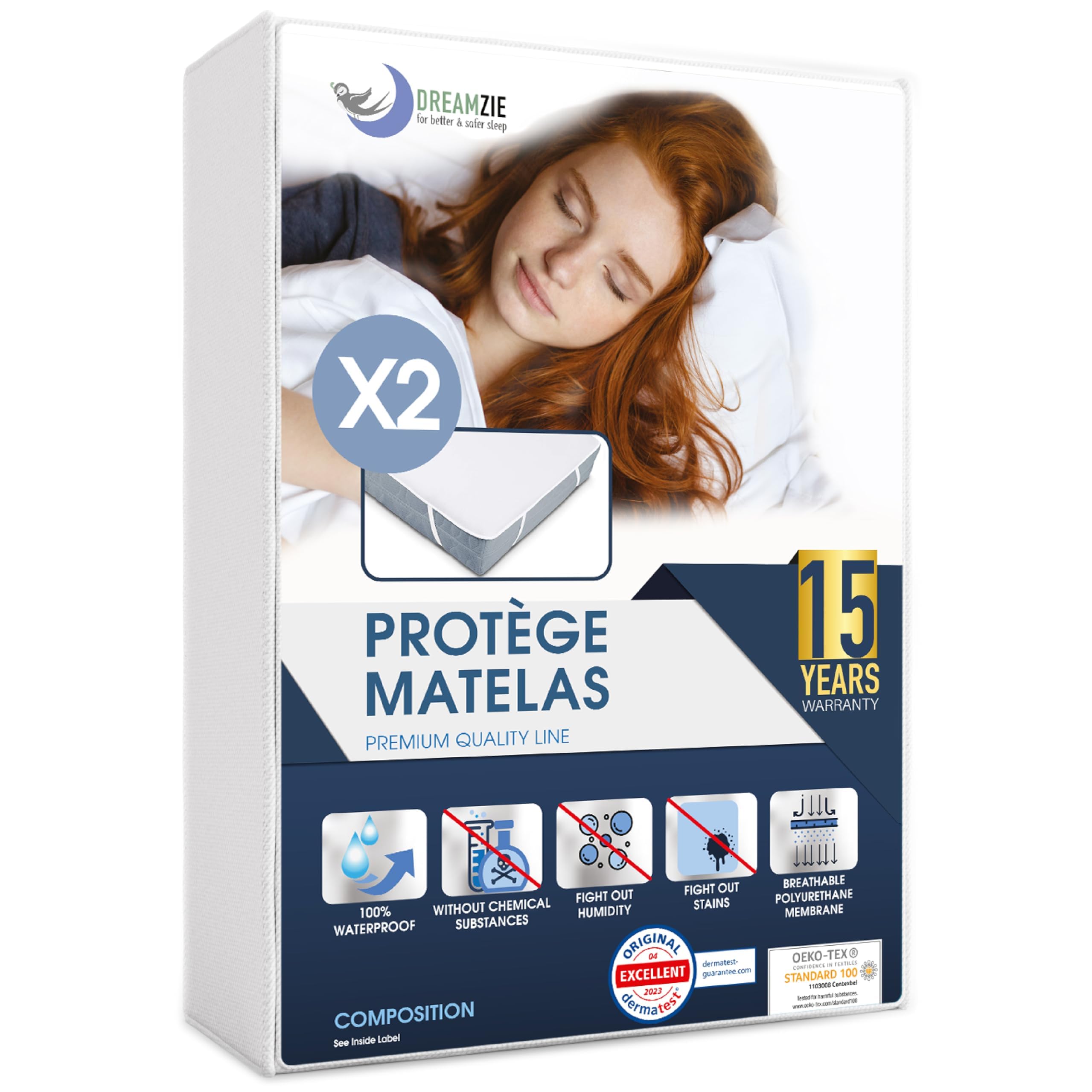 Dreamzie Matrasbeschermer - Voor Matras 90 x 190 cm - Waterdicht met 4 Elastische Hoeken - Gecertificeerd OEKO-TEX Dreamzie Matrasbeschermer - Voor Matras 90 x 190 cm - Waterdicht met 4 Elastische Hoeken - Gecertificeerd OEKO-TEX
