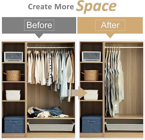 Miniatura 4 de TAILI Sellador al vacío colgante, bolsas ahorradoras de espacio para ropa, trajes y chaquetas, organizadores de armario, lados más anchos (3 largos,