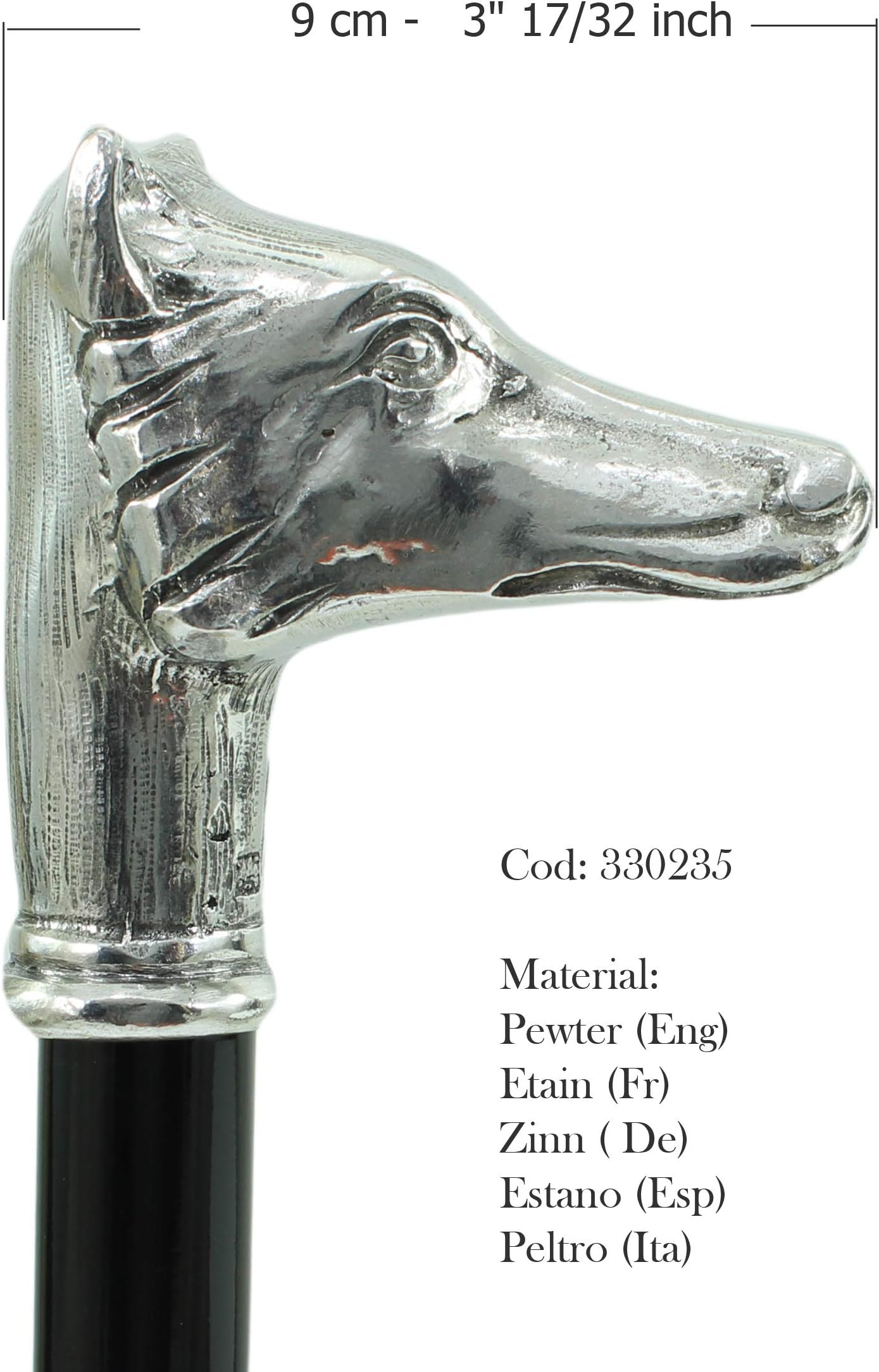 Walking Cane Fox CAVAGNINI, Beech Wood & Pewter Handle Walking Stick, Max Length 38.5", 270 Lb Tested Capacity, Personalized Engraving, 5 Colors, 3 Rubber Models, Vintage Gift for Men, Women, Elderly