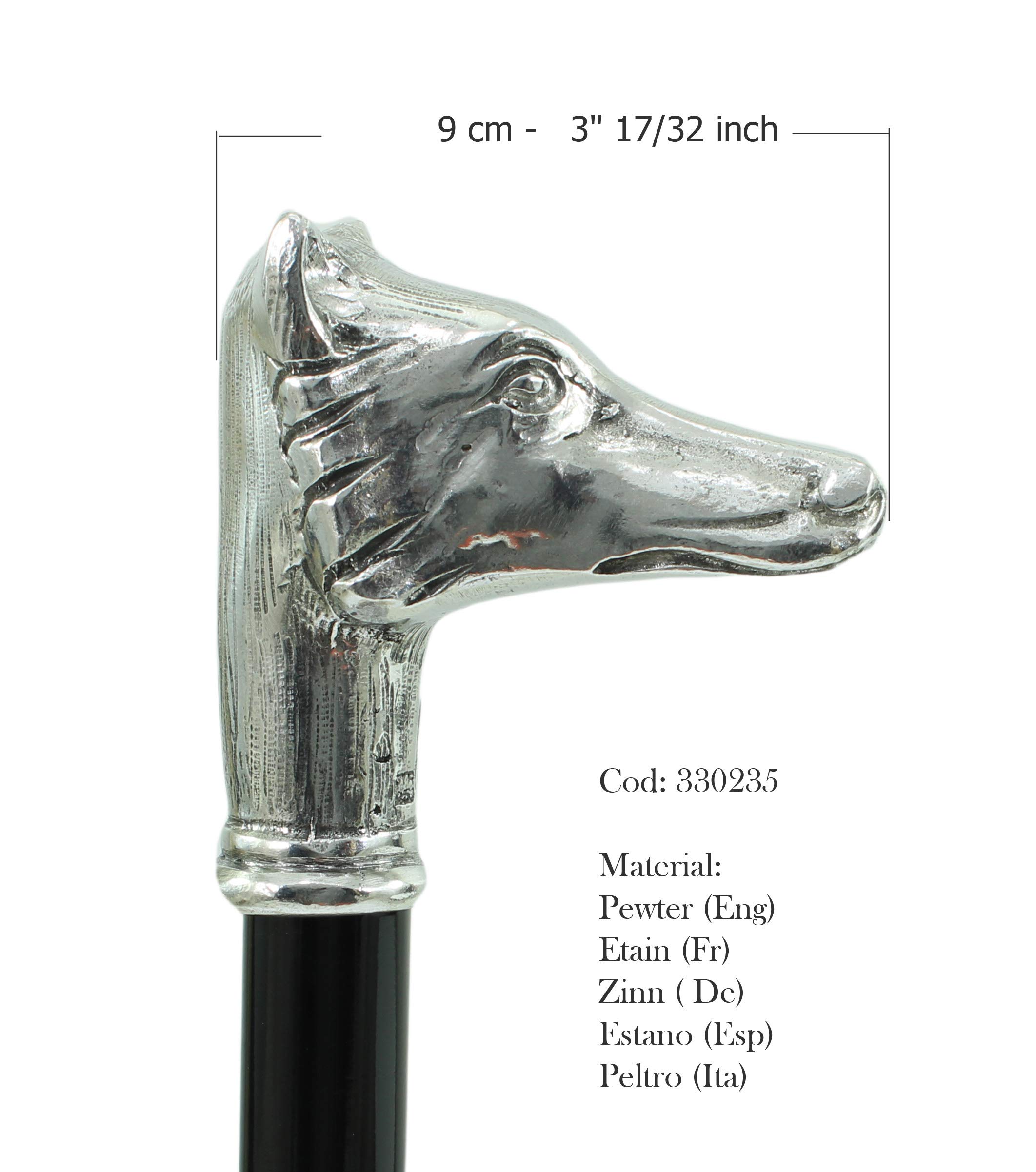 Walking Cane Fox CAVAGNINI, Beech Wood & Pewter Handle Walking Stick, Max Length 38.5", 270 Lb Tested Capacity, Personalized Engraving, 5 Colors, 3 Rubber Models, Vintage Gift for Men, Women, Elderly