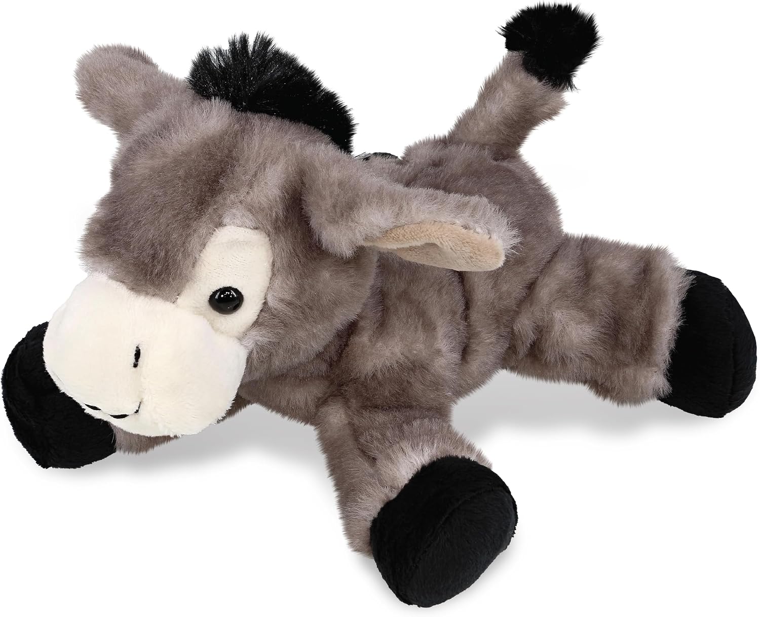 DolliBu Plush Donkey Stuffed Animal - Soft Huggable Grey Laying Donkey, Adorable Playtime Donkey Plush Toy, Cute Farm Life Cuddle Gift for Kids & Adults - 9 Inch