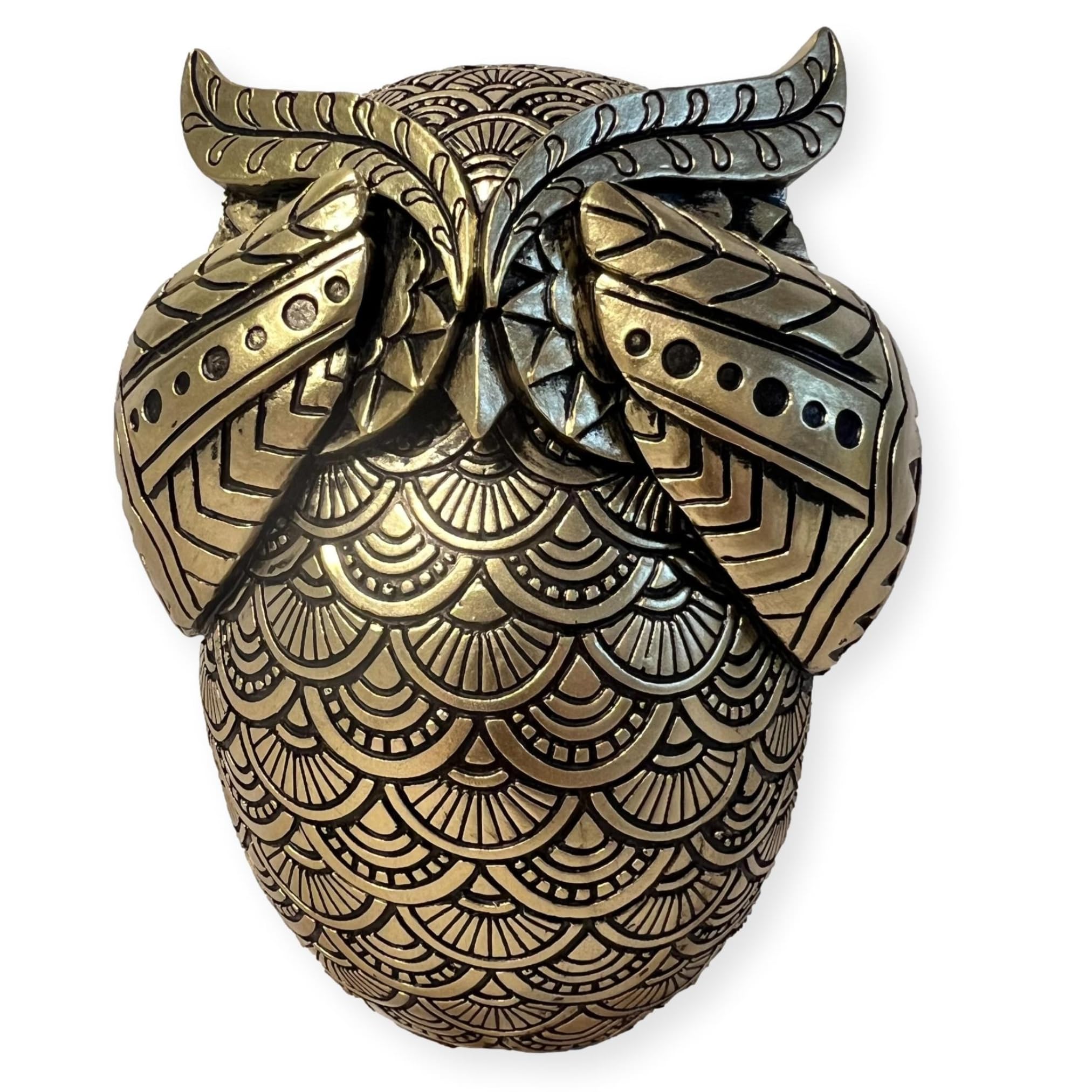 Thorness Gold -Colored 13 Cm En Owl Figurine - Ornament In Brilliant Hue - Perfect For Home Décor