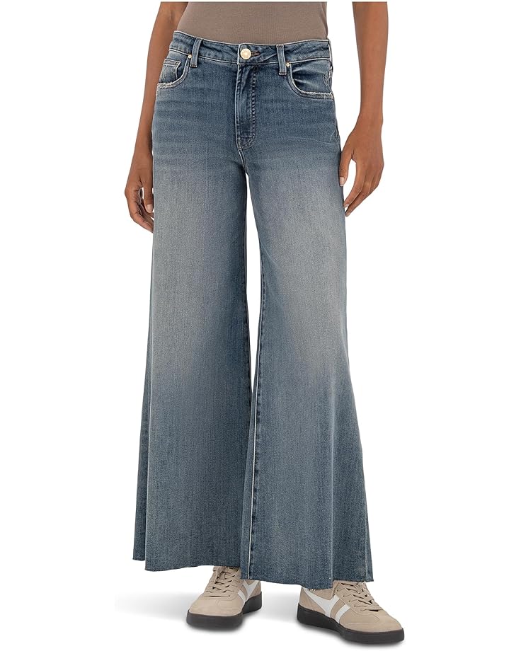 KUT from the Kloth RYAN HIGH RISE FAB AB SUPER WIDE LEG RAW HEM - Main View