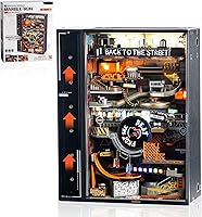 ROBOTIME Hip-Hop World MR03S 3D Marble Run Puzzle for Adults - Futuristic Bookshelf Kit with Dynamic Lights & Sound-Reactive Effects