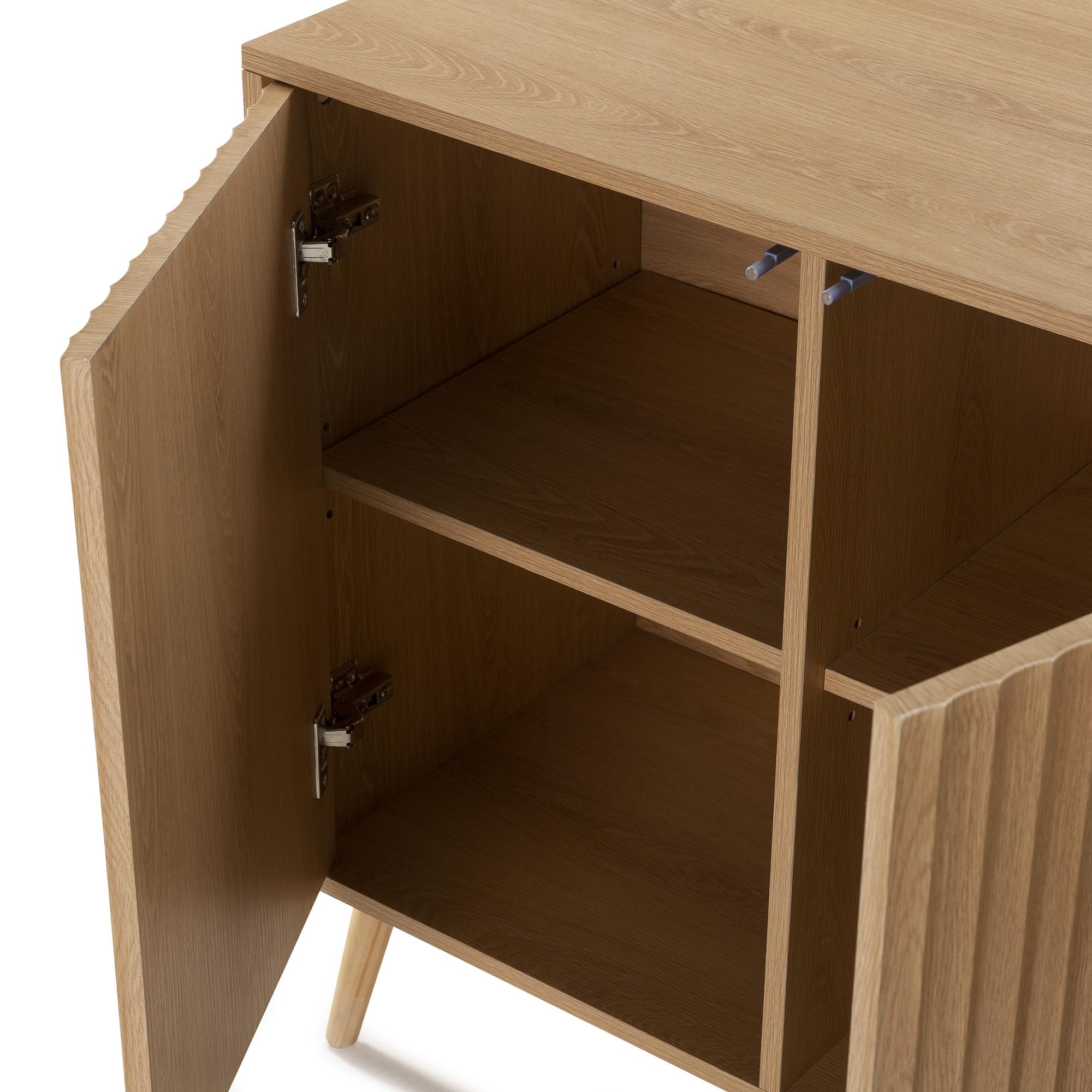 HOMN LIVING Aparador Lluvia 3 Puertas Color Roble, 120 cm (Ancho) 40 cm (Profundo) 76 cm (Altura)