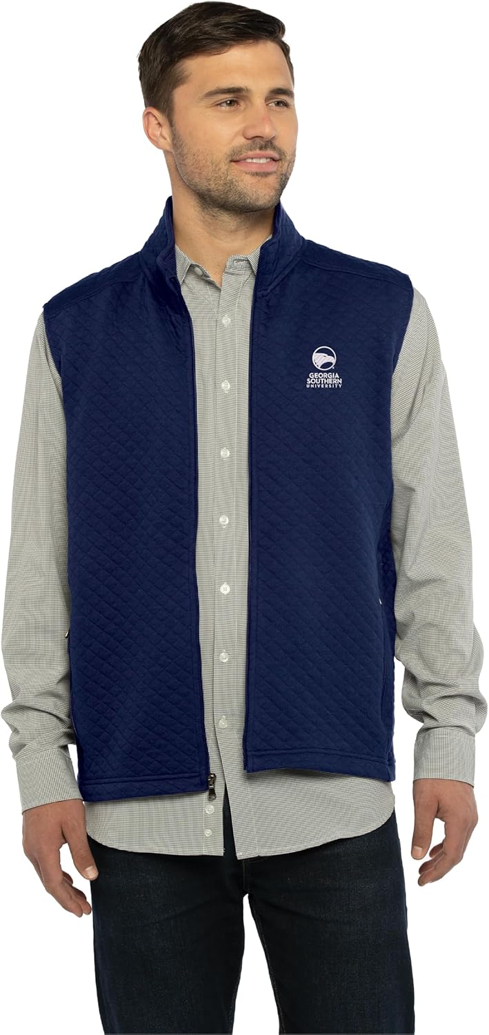 Vantage Apparel Men's Collegiate Full Zip Quilted Vest, Georgia Southern Eagles, Large