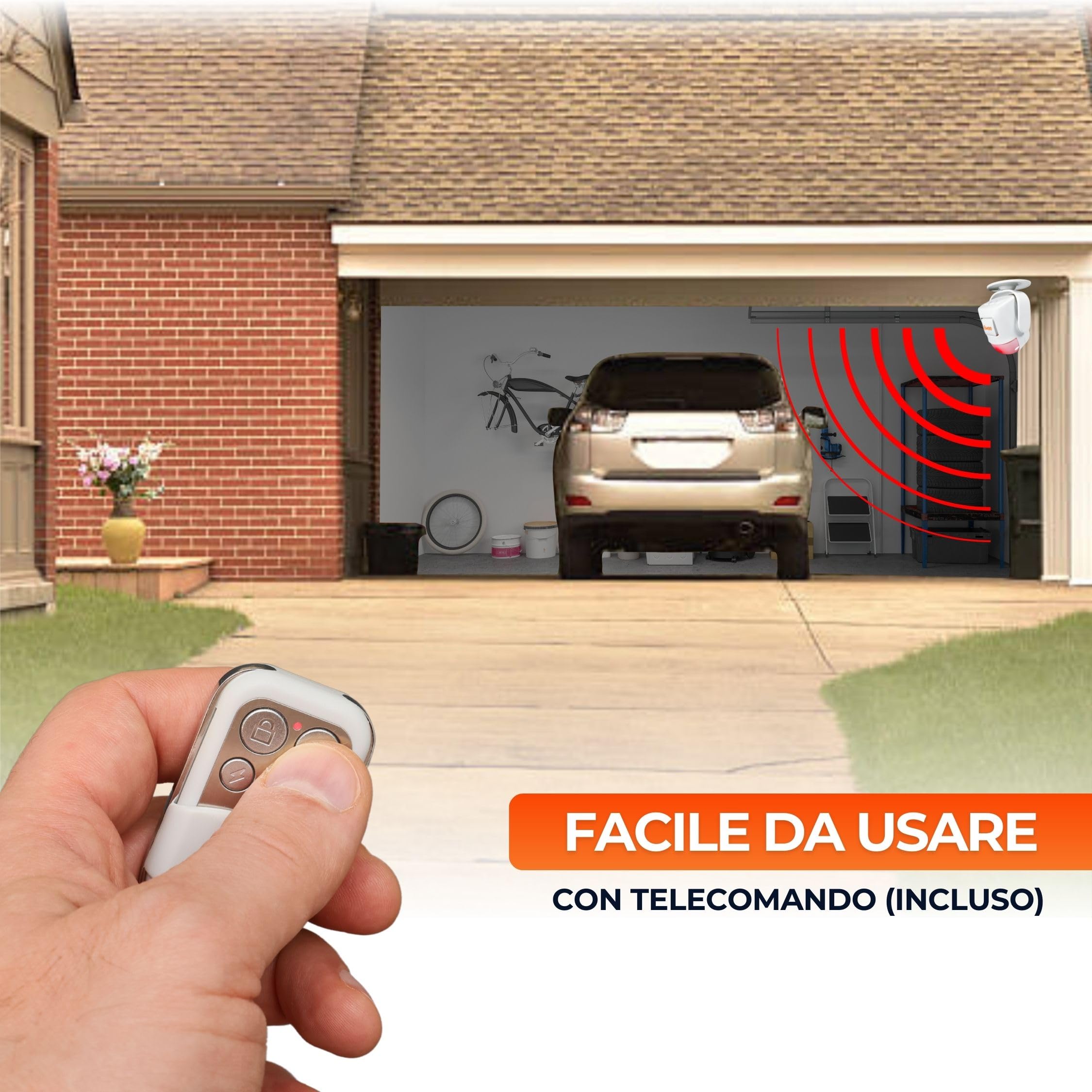 tiiwee X4 Rilevatore di Movimento e Sirena d'Allarme - Sirena da 120 dB - Sistema d'Allarme Antifurto con Telecomando - Espandibile - per Uso in Casa, Garage, Giardino, Capannone