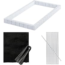 Beuta Landscape Edging | Garden Edging Border | Faux Stone Block for Raised Bed4FT x 8FT | 6 Sections| Each Section 6 Bricks 48" L x 3.5" W x 6.5" H with Weed Guard,10 Staples & 12 Pins - Limewash