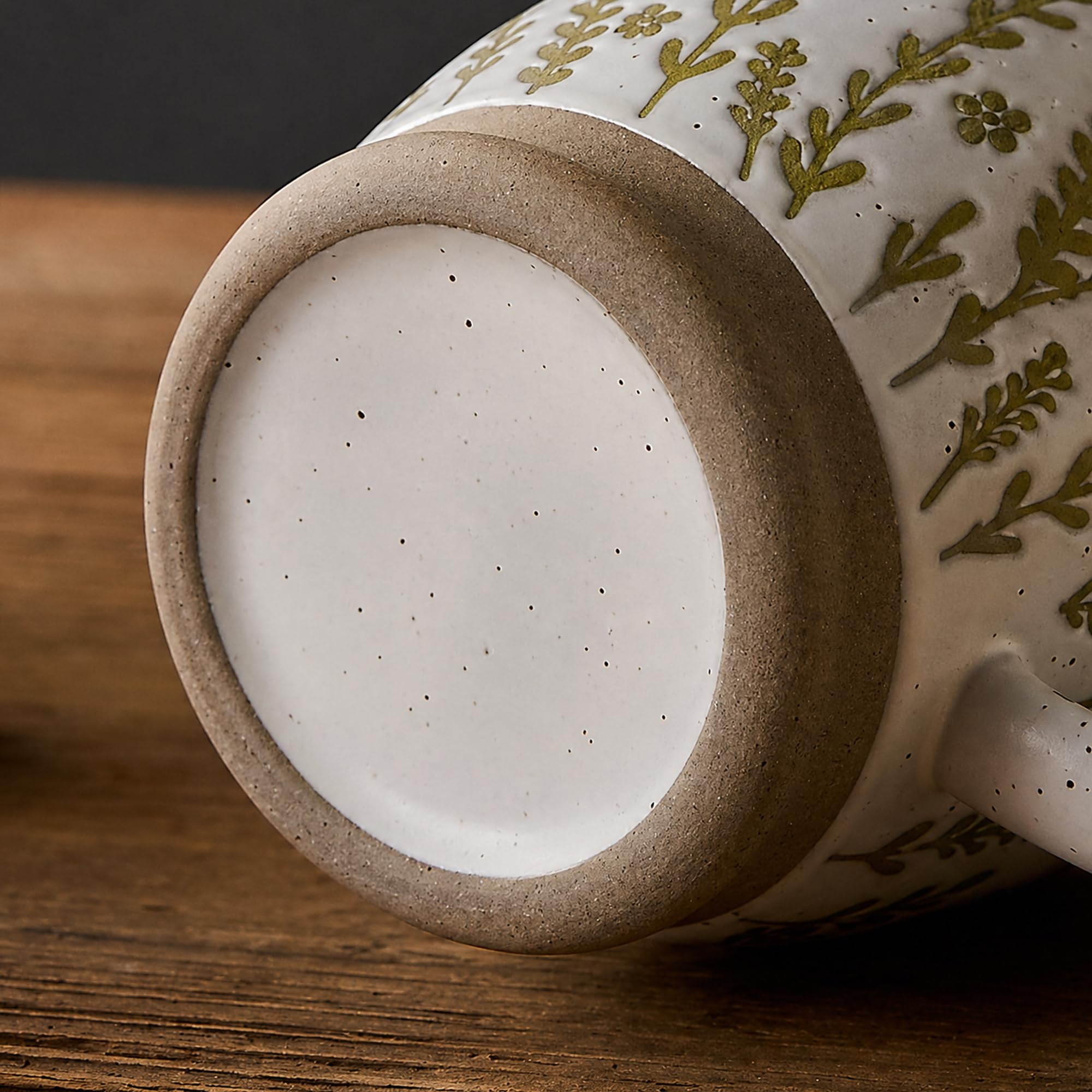 Juego de 2 tazas de café grandes de cerámica de 18 onzas, tazas florales rústicas hechas a mano con asa, aptas para microondas para café con leche, café, café, cacao, leche, tazas grandes modernas y