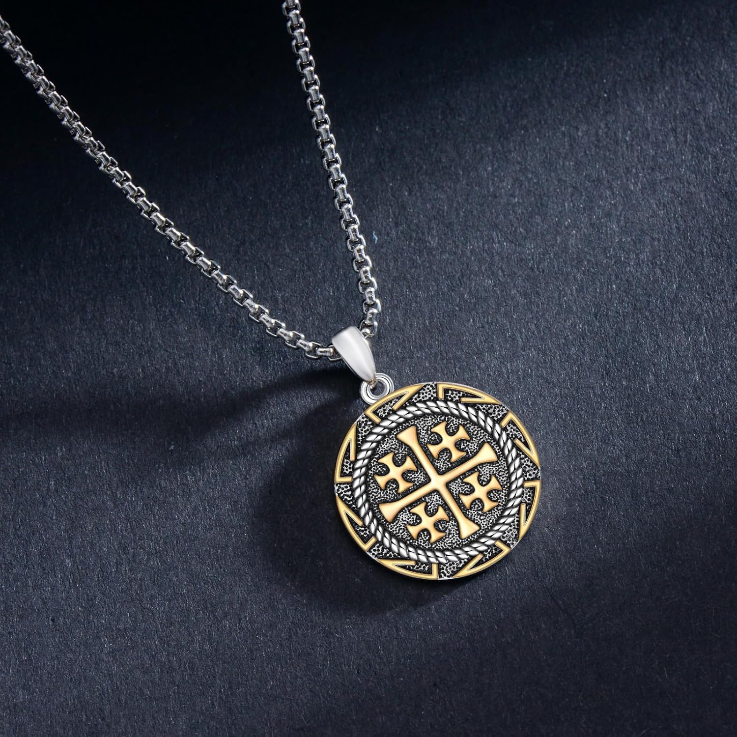 Jerusalem Cross Necklace for Men Women 925 Sterling Silver Jerusalem Cross Pendant Celtic Cross Jewelry for Birthday Christmas - Image 2
