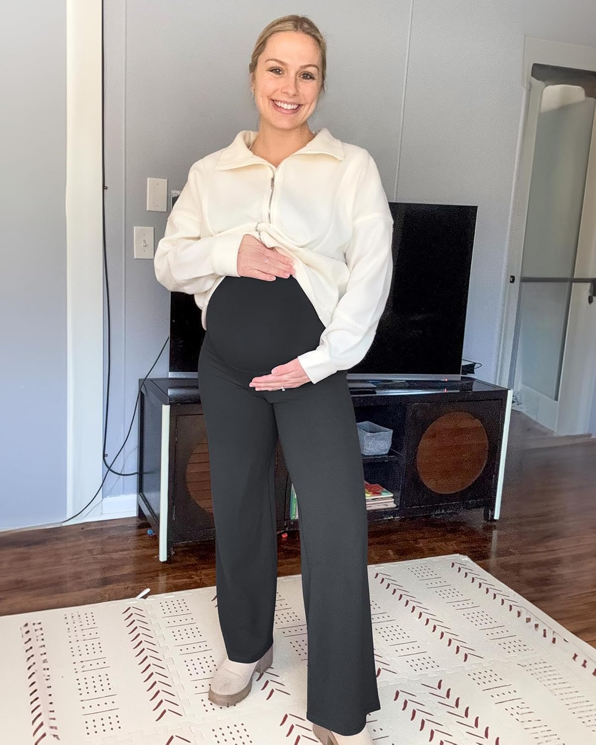 G4Free Women's Maternity BareFeel Wide Leg Yoga Pants - Image 3