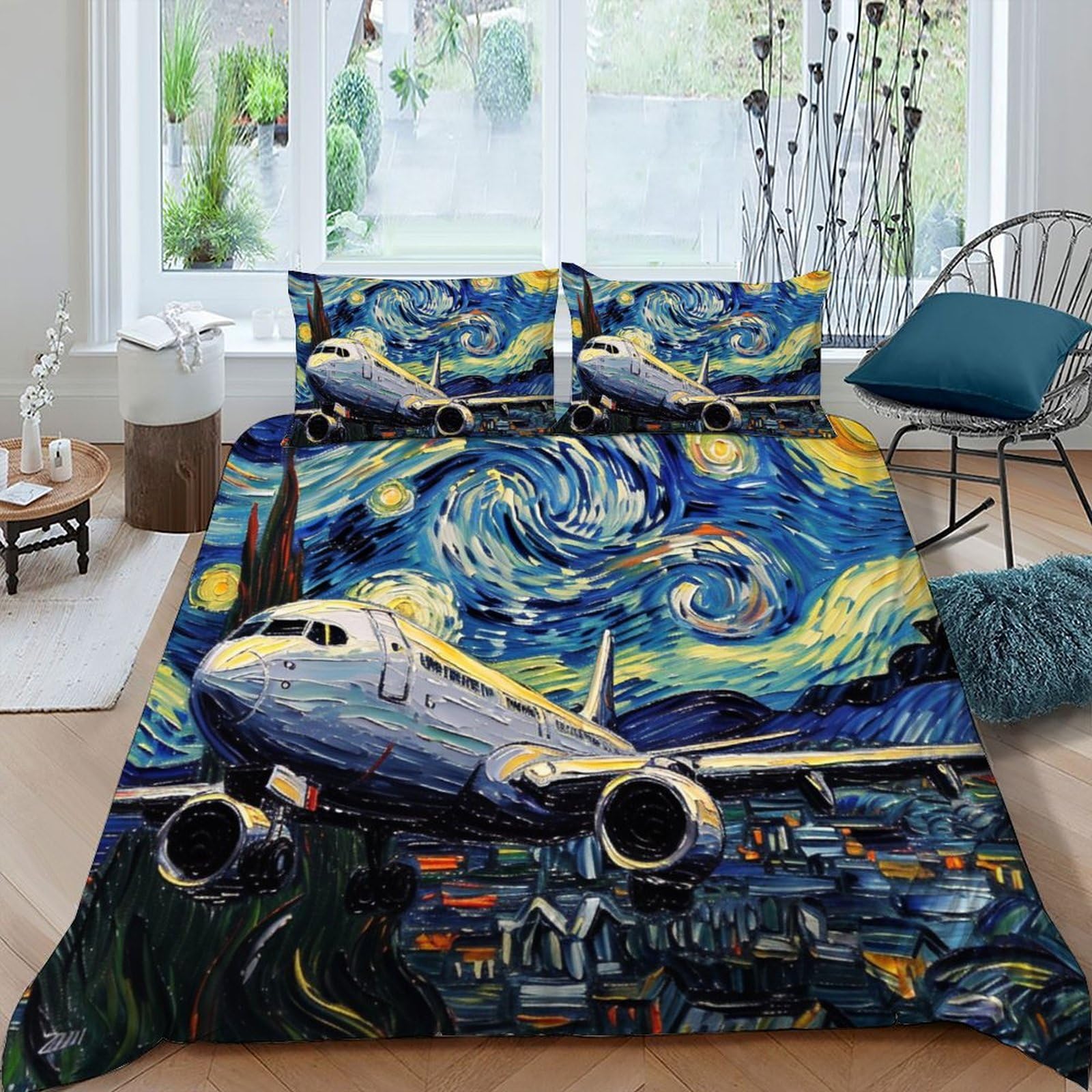 Housse de couette nuit étoilée King pour transformer votre chambre en galerie d'art cosy