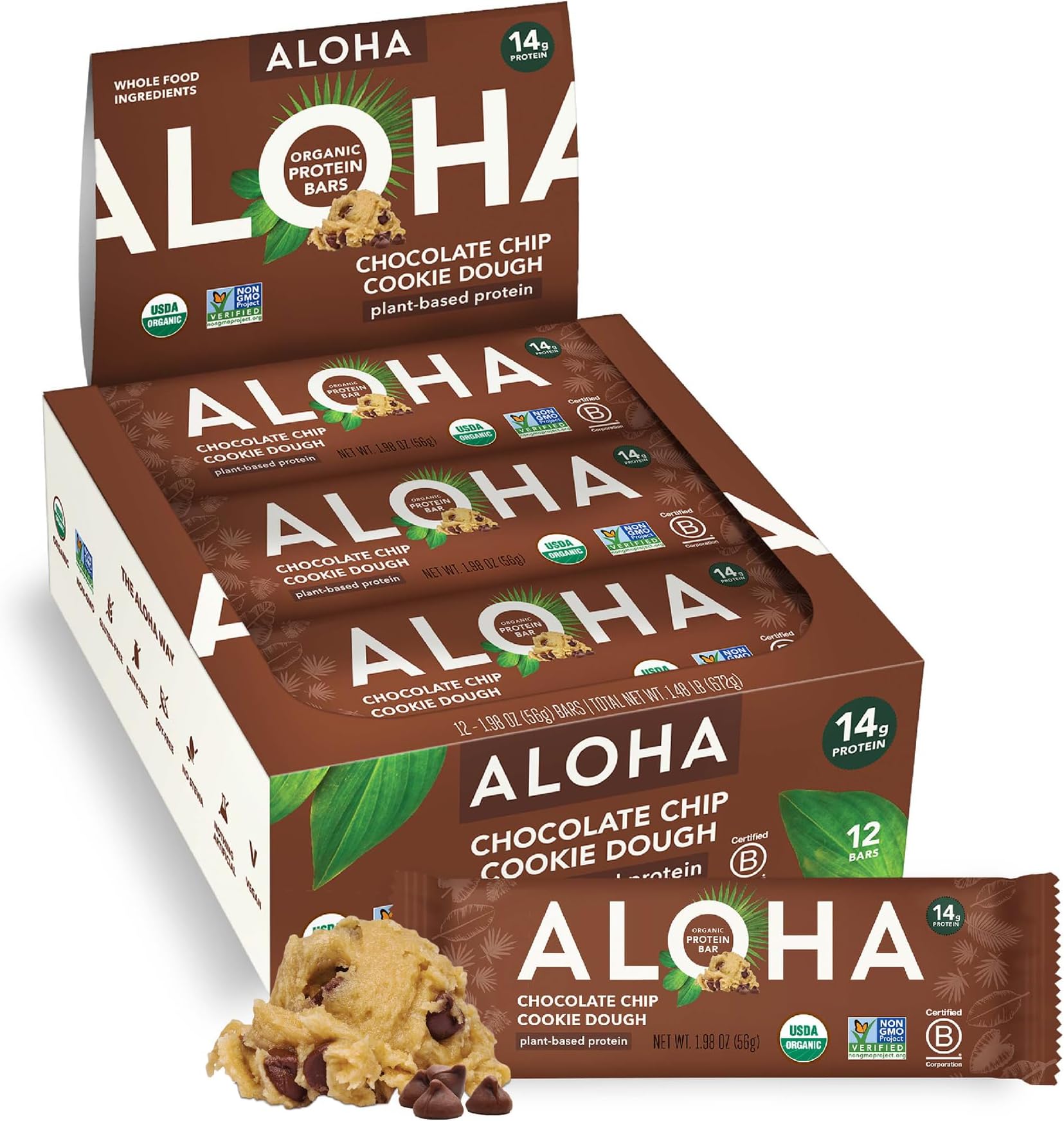 Aloha Protein Bar Chocolate Chip Cookie Dough 1.9OZ