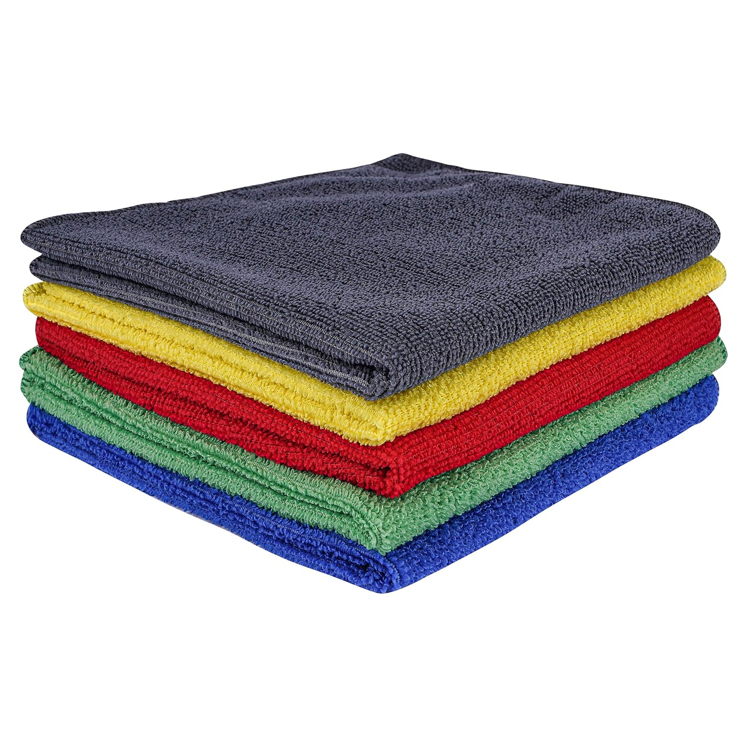 Microfiber Cleaning Cloths - Pack of 5 All-Purpose Towels for Home Kitchen Car Dusting Rags/Reusable Machine Washable - 16