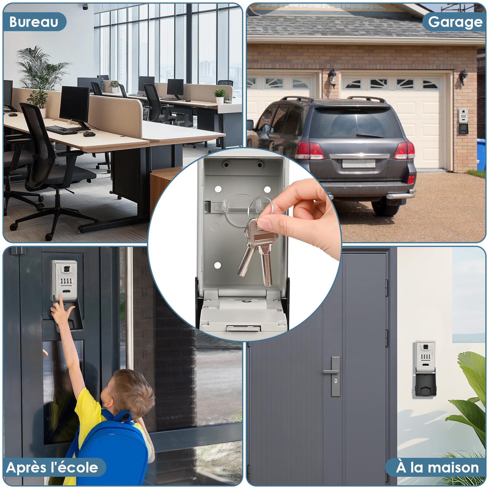 Boîte à Clés avec Code & Éclairage – Boite A Clef Murale sécurisée en Alliage d’Aluminium, étanche & résistante aux intempéries – Boite A Clefs Securisee Exterieur pour Maison, Garage & Bureau