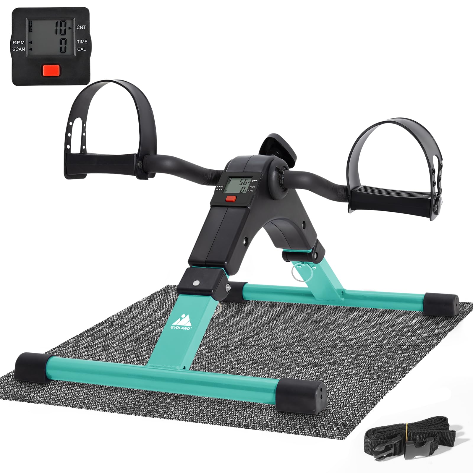 EVOLAND Pedal Exerciser Bike, Portable Home Fitness Mini Exercise Bike, Arms Legs Folding Exerciser Fitness Cycling with LCD Monitor and Adjustable Resistance, None Slip Mat Included